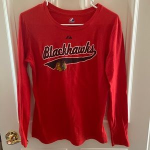Red Blackhawks Long Sleeve